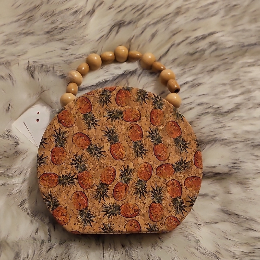 Pineapple Print Round Handbag